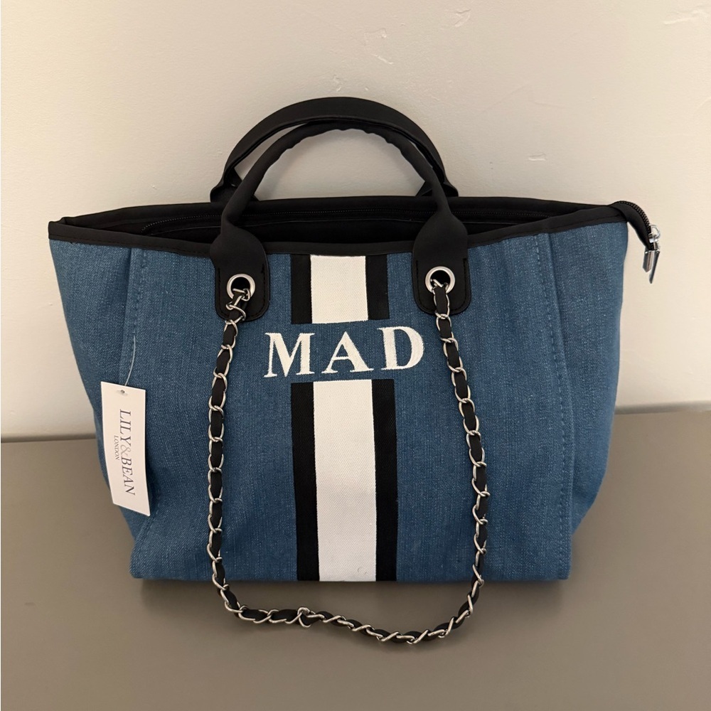 Lily & Bean - The Lily Canvas Bag, Blue and Black NWT